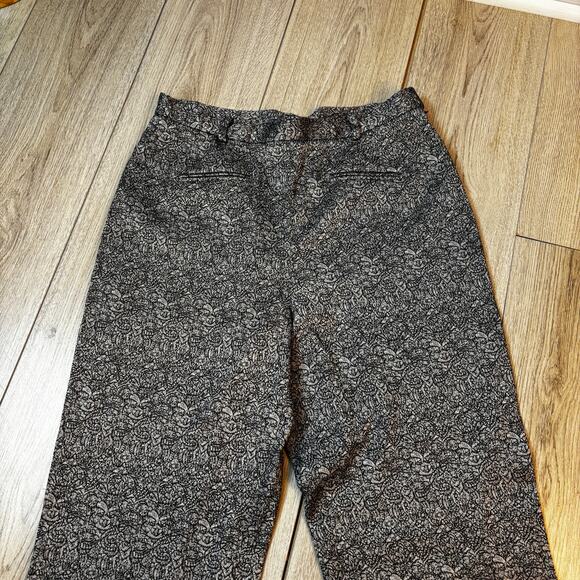 Sigrid Olsen Dress Pants Trouser Black Silver Metallic Pattern Size 12 Holiday - Picture 6 of 9